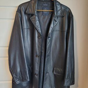 Men's Nautica Black Leather Coat, size 44